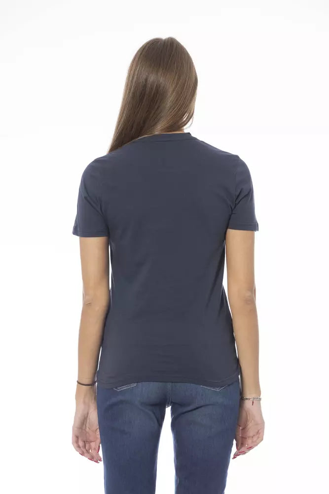 Blue Cotton Women T-Shirt - SEHABRANDS