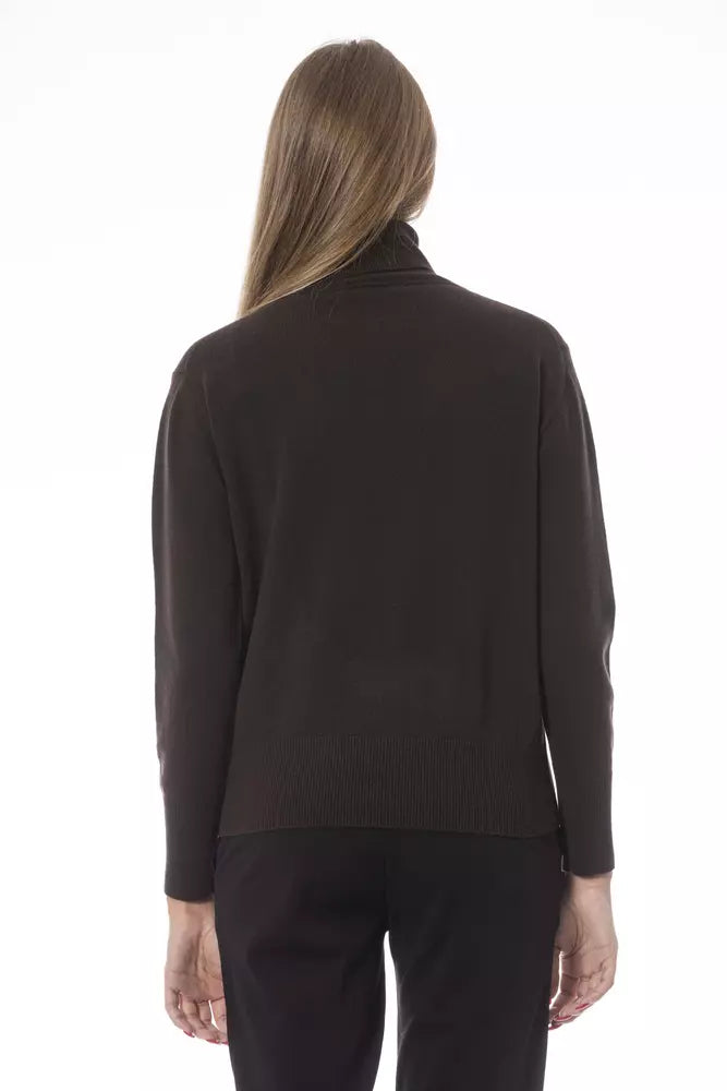 Brown Wool Women Sweater - SEHABRANDS