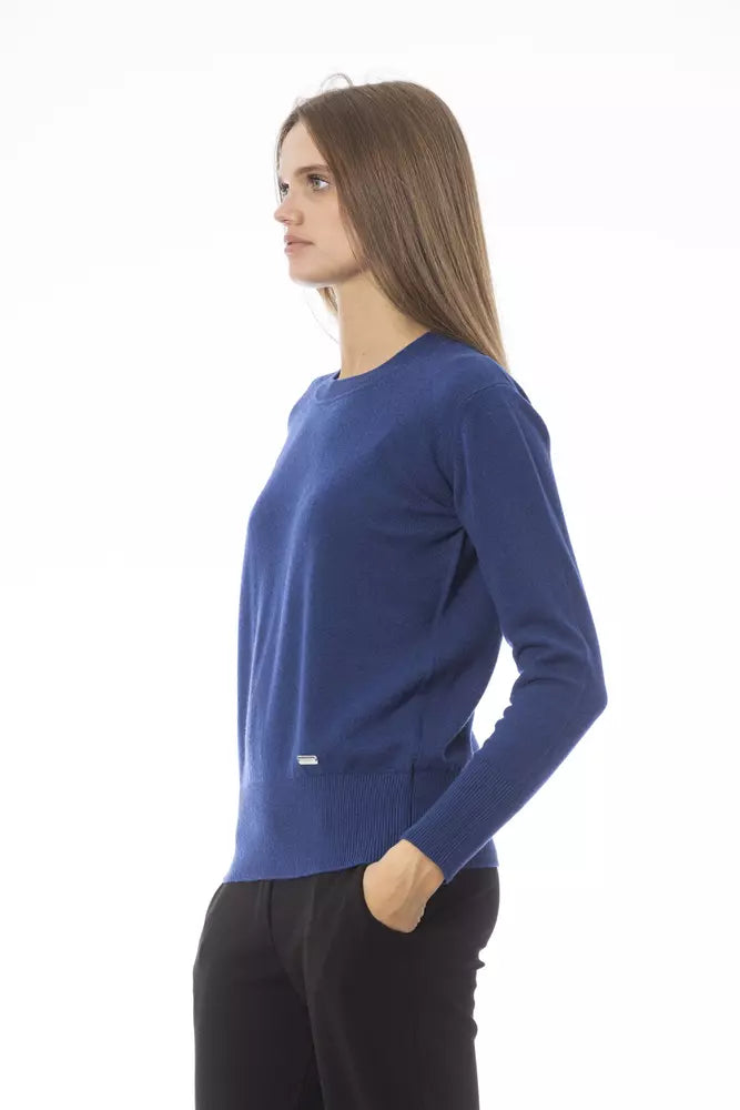 Blue Wool Women Sweater - SEHABRANDS