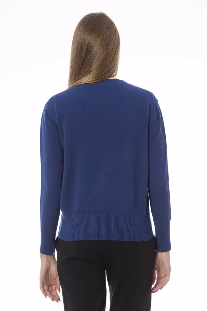 Blue Wool Women Sweater - SEHABRANDS