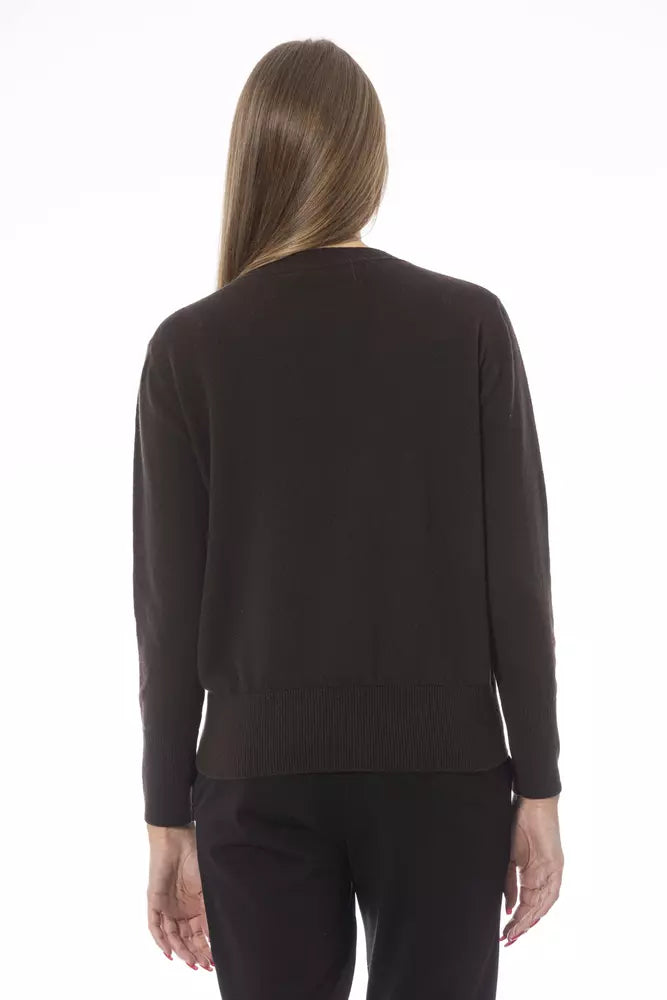 Brown Wool Women Sweater - SEHABRANDS