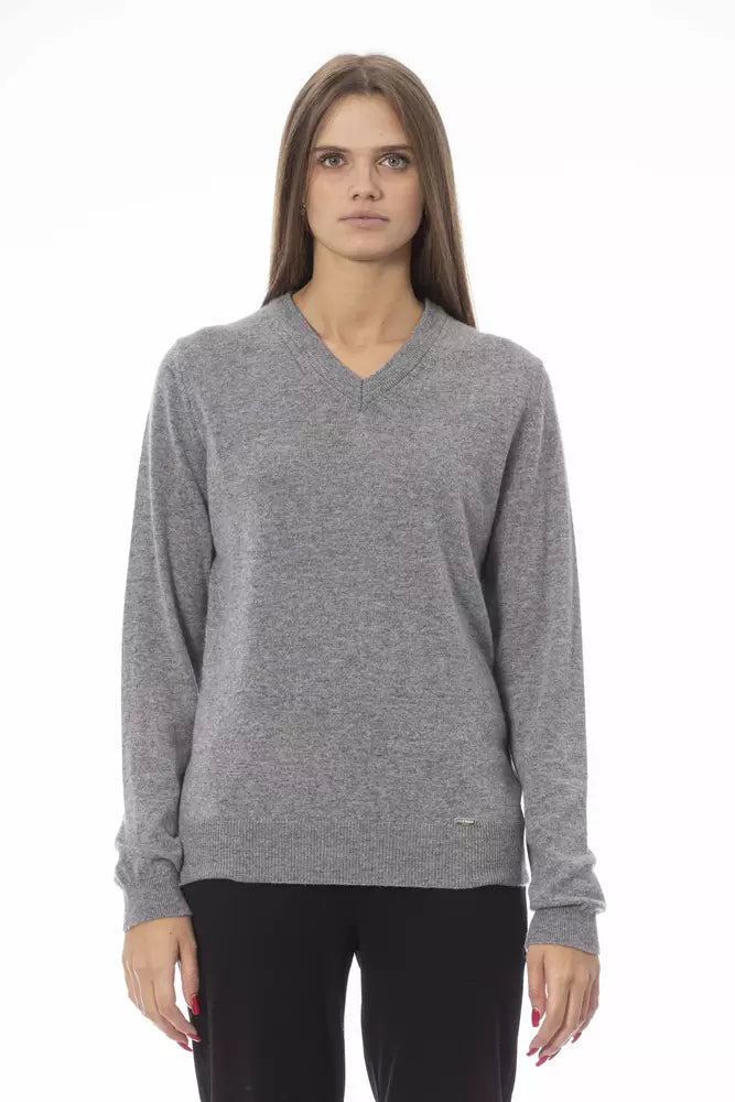 Gray Wool Women Sweater - SEHABRANDS