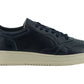 Elegant Navy Blue Leather Sneakers - SEHABRANDS