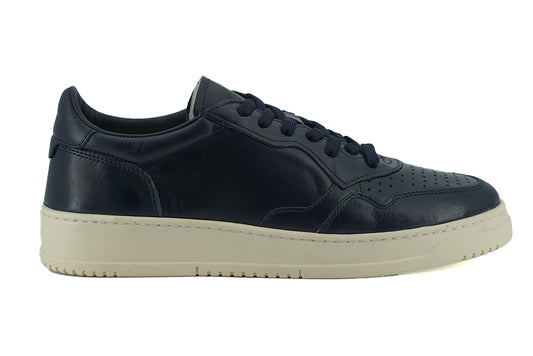 Elegant Navy Blue Leather Sneakers - SEHABRANDS