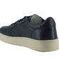 Elegant Navy Blue Leather Sneakers - SEHABRANDS