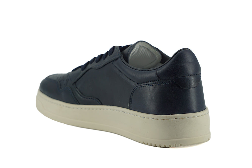 Elegant Navy Blue Leather Sneakers - SEHABRANDS