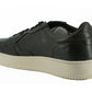 Sleek Dark Brown Leather Sneakers - SEHABRANDS