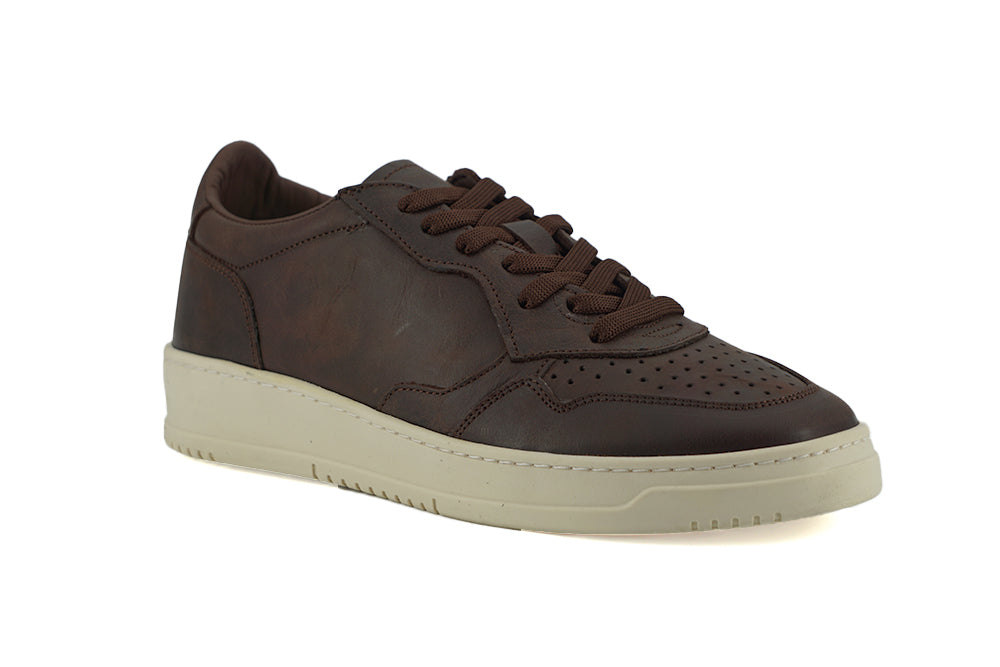 Exclusive Leather Fabric Sneakers in Brown - SEHABRANDS