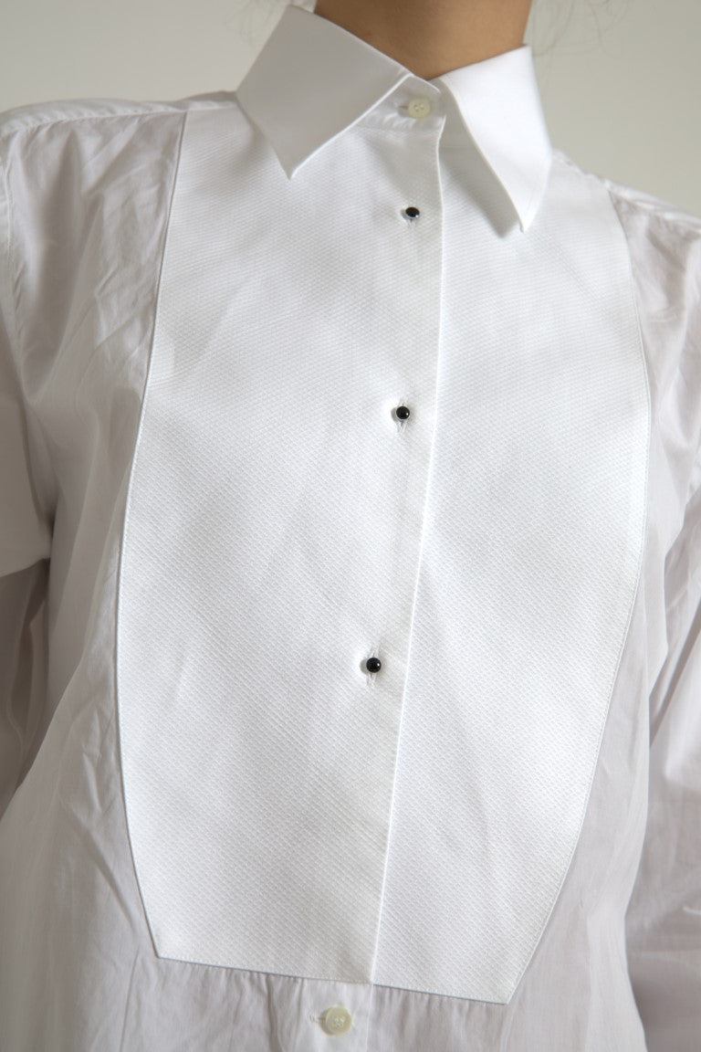 Dolce & Gabbana Elegant White Cotton Poplin Dress Shirt