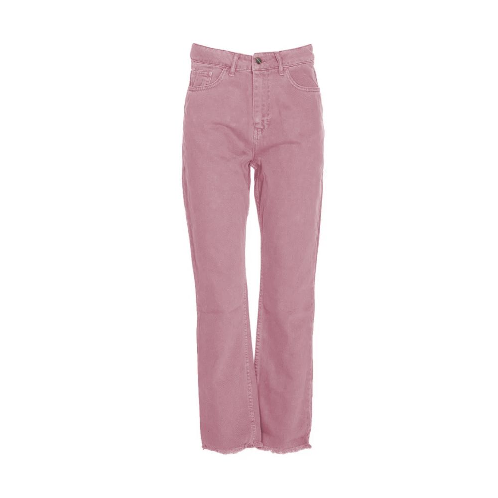 Chic Pink Raw Cut Bottom Jeans - SEHABRANDS