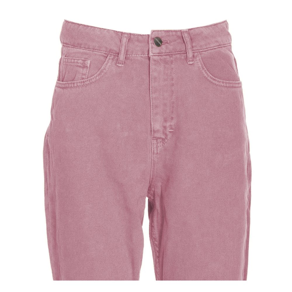 Chic Pink Raw Cut Bottom Jeans - SEHABRANDS