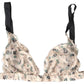 Elegant Floral Print Beige Bra - SEHABRANDS