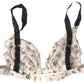 Elegant Floral Print Beige Bra - SEHABRANDS