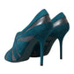 Dolce & Gabbana Teal Suede Peep Toe Heels Pumps