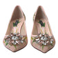 Dolce & Gabbana Elegant Pink Floral Crystal Pumps