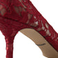 Dolce & Gabbana Radiant Red Lace Heels with Crystals