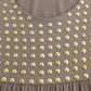 Studded Sheath Knee-Length Dress in Beige - SEHABRANDS