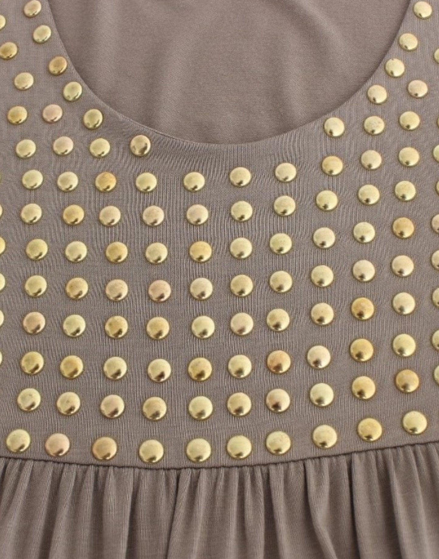 Studded Sheath Knee-Length Dress in Beige - SEHABRANDS