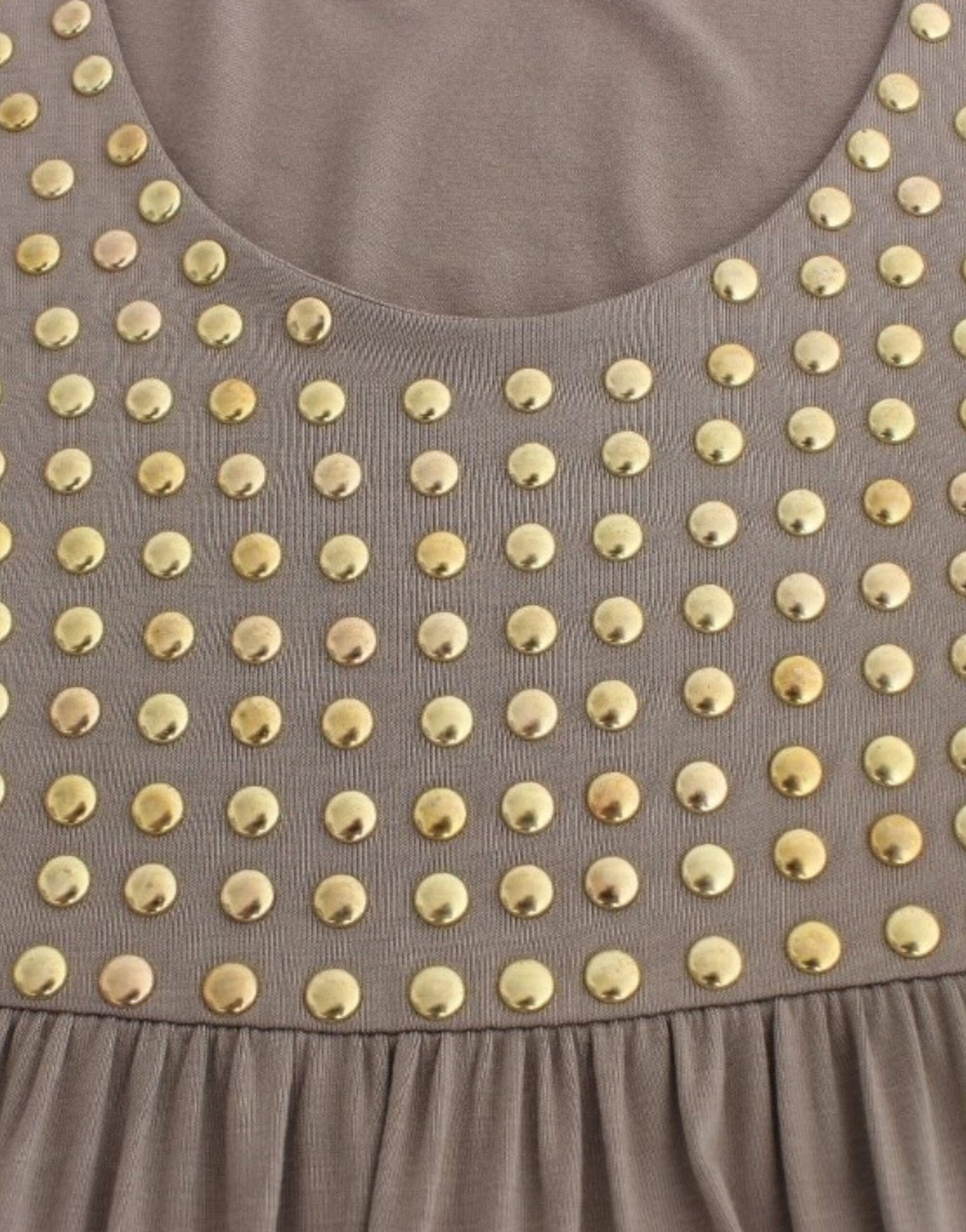 Studded Sheath Knee-Length Dress in Beige - SEHABRANDS