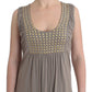 Studded Sheath Knee-Length Dress in Beige - SEHABRANDS