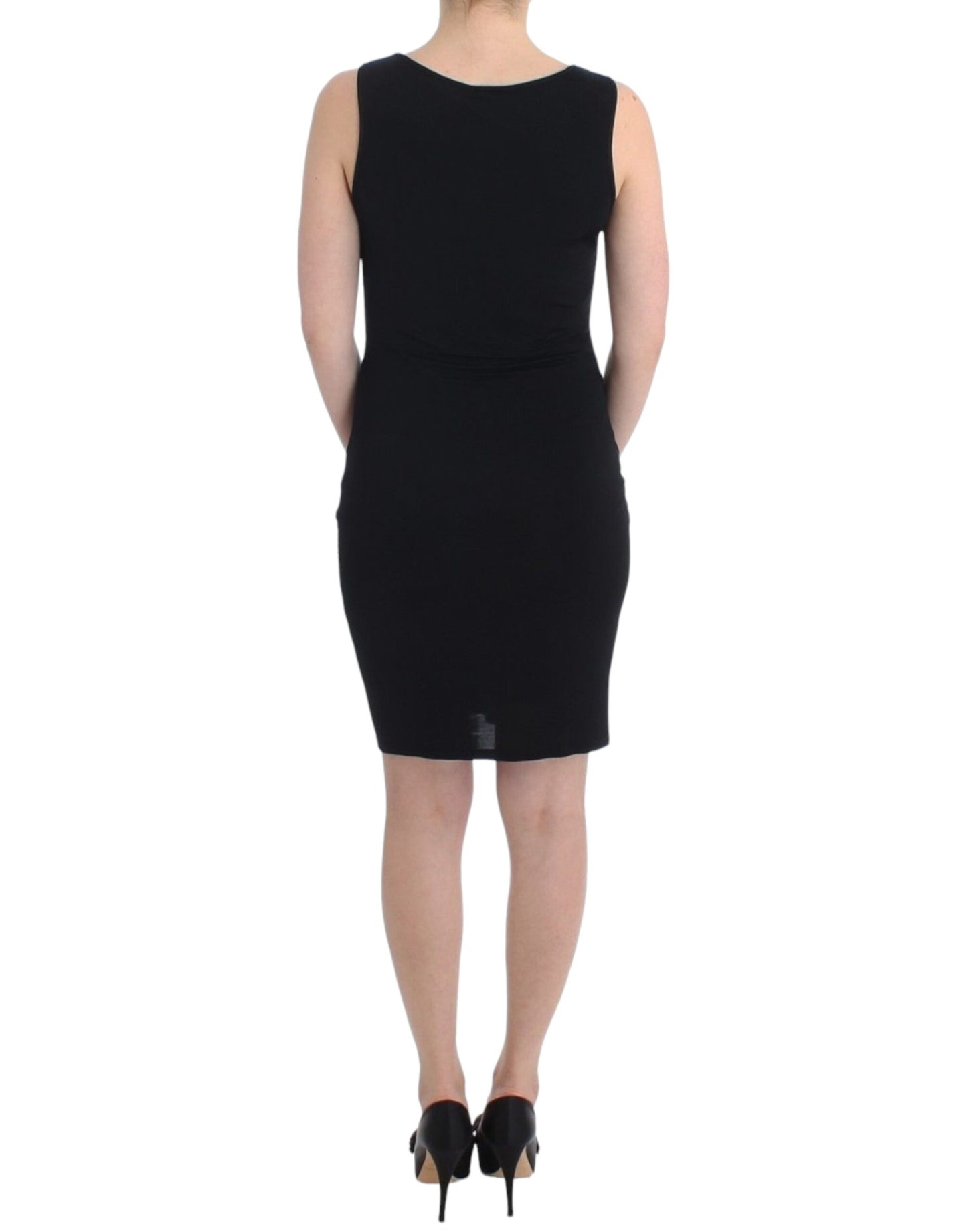 Elegant Black Sheath Knee-Length Dress - SEHABRANDS