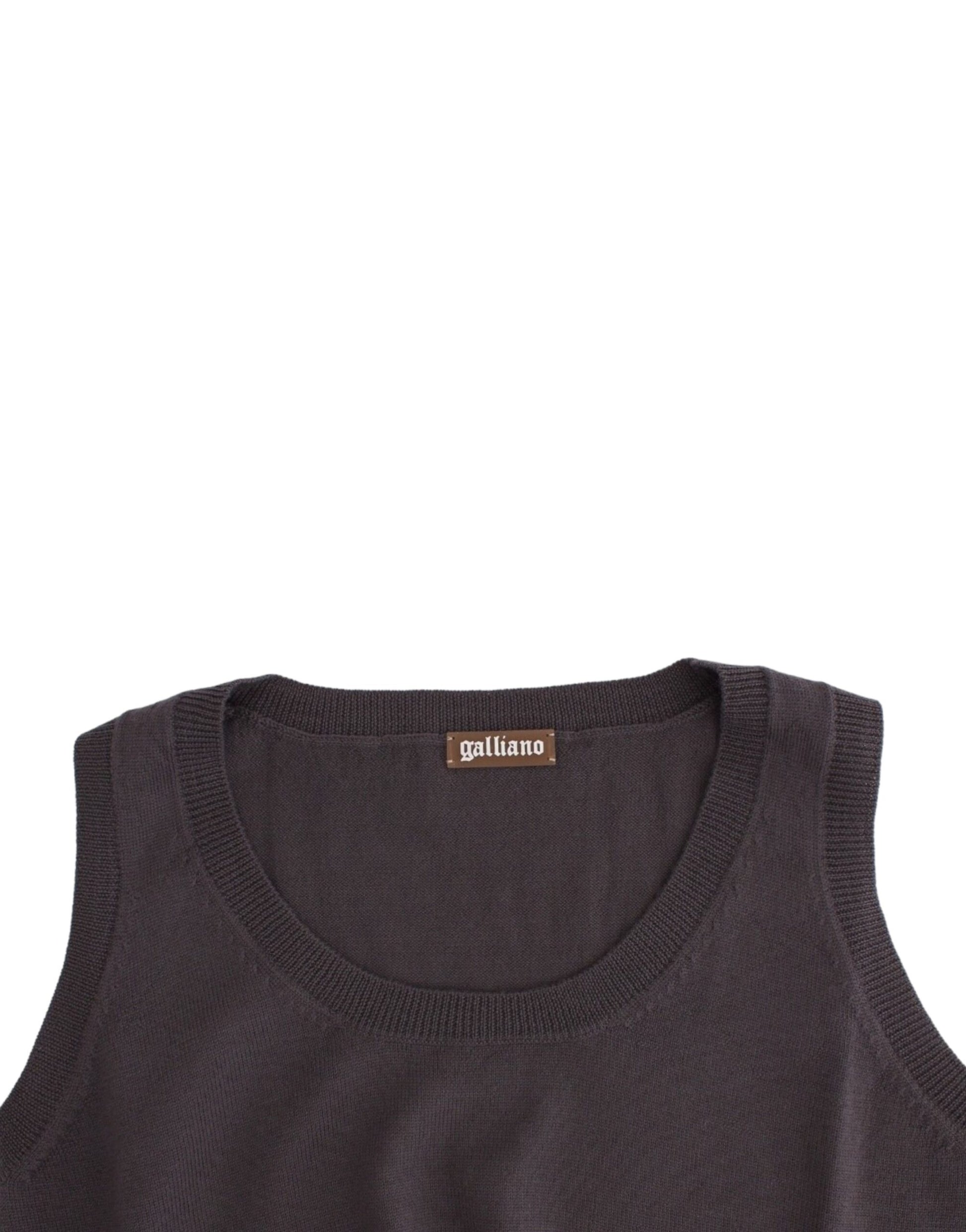 Elegant Sleeveless Brown Knit Top - SEHABRANDS