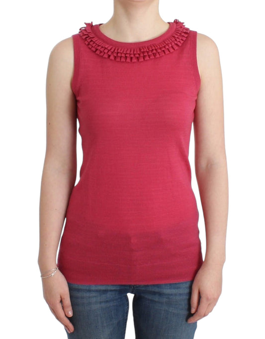 Elegant Pink Sleeveless Wool Knit Top - SEHABRANDS