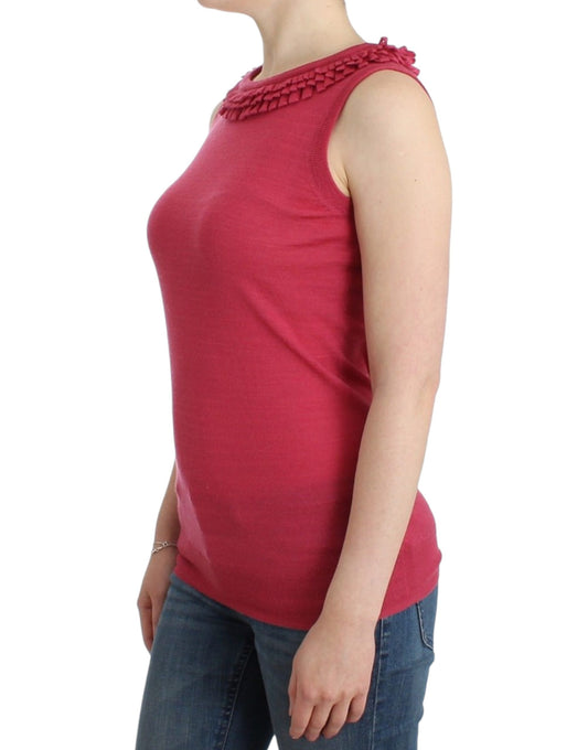 Elegant Pink Sleeveless Wool Knit Top - SEHABRANDS