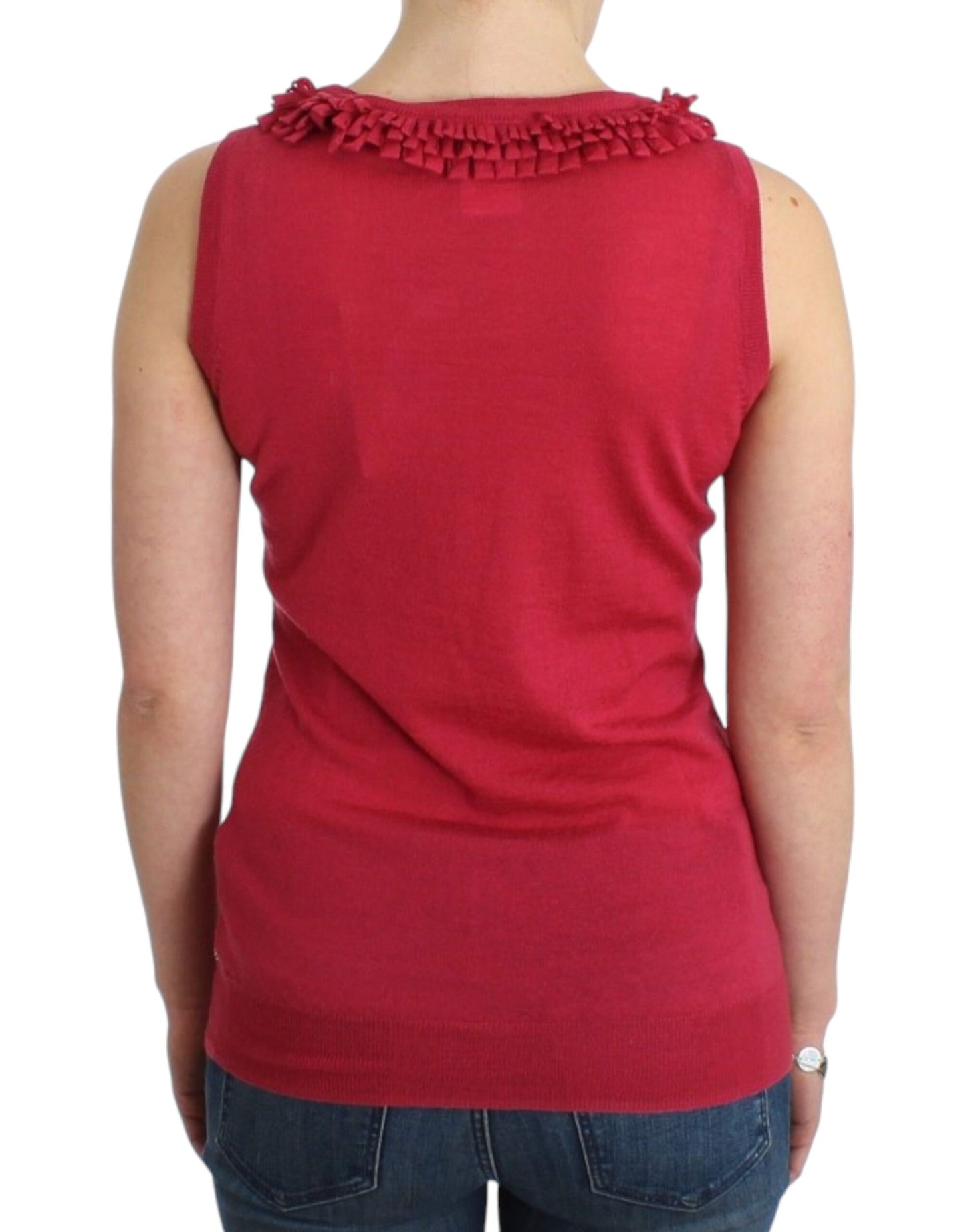 Elegant Pink Sleeveless Wool Knit Top - SEHABRANDS