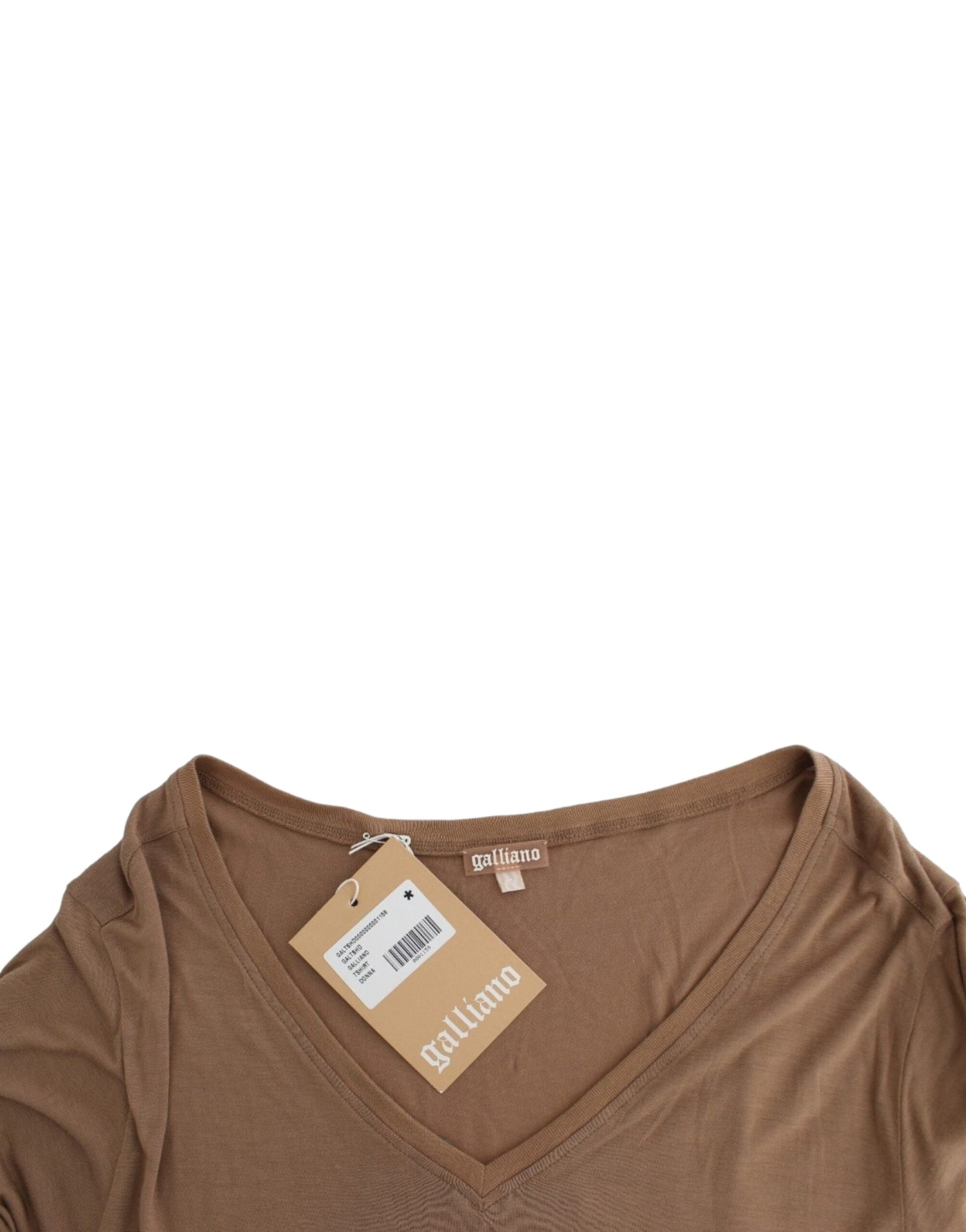 Elegant Short-Sleeved Brown Rayon Top - SEHABRANDS