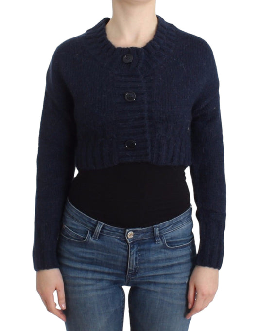 Chic Cropped Blue Cardigan - SEHABRANDS