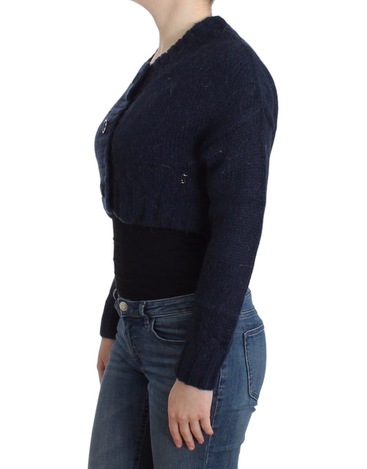 Chic Cropped Blue Cardigan - SEHABRANDS