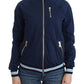 Chic Blue Zip Cardigan with Logo Detail - SEHABRANDS