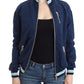 Chic Blue Zip Cardigan with Logo Detail - SEHABRANDS