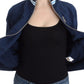 Chic Blue Zip Cardigan with Logo Detail - SEHABRANDS