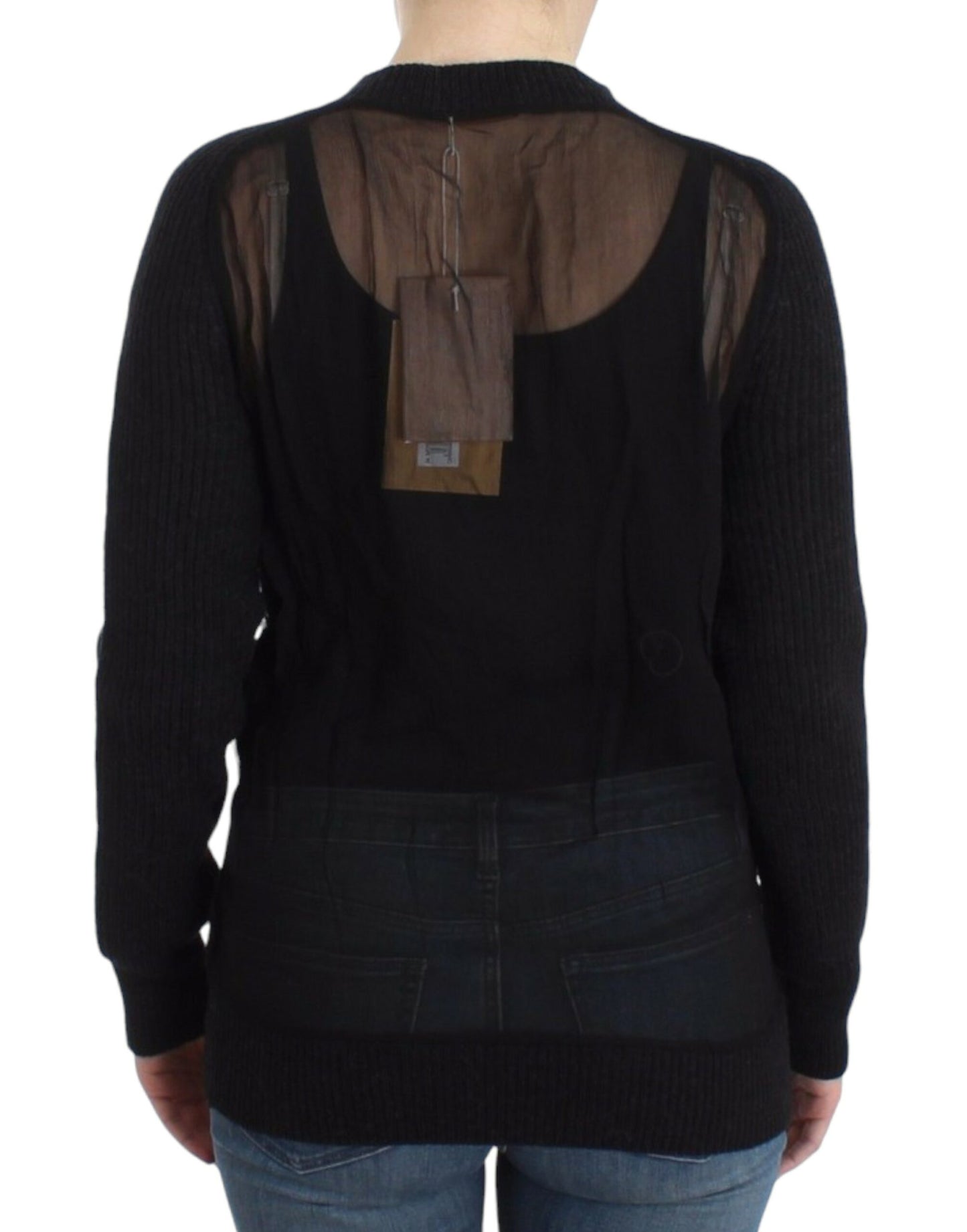 Chic Transparent Back Woolen Cardigan - SEHABRANDS