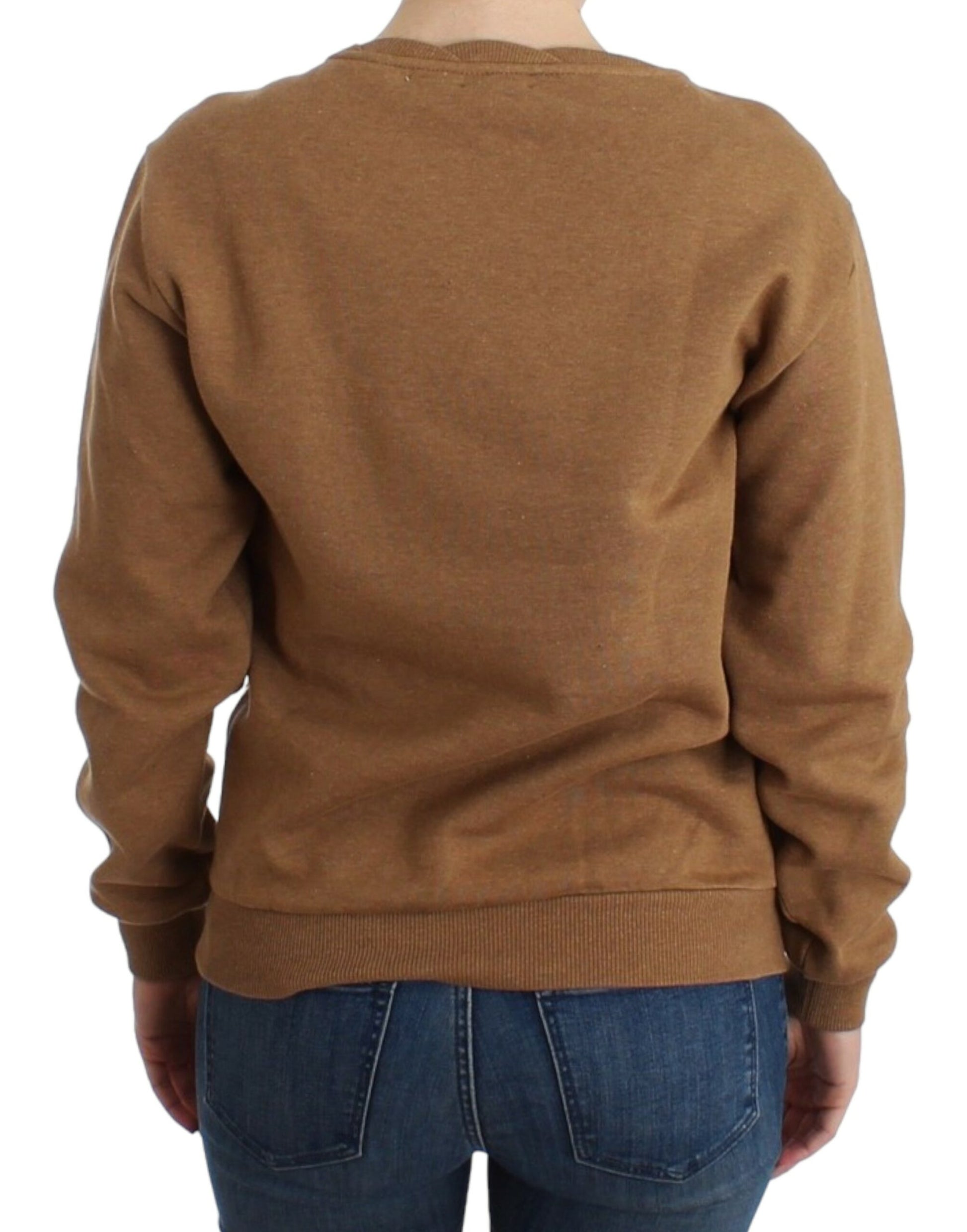 Chic Brown Crewneck Cotton Sweater - SEHABRANDS