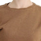 Chic Brown Crewneck Cotton Sweater - SEHABRANDS