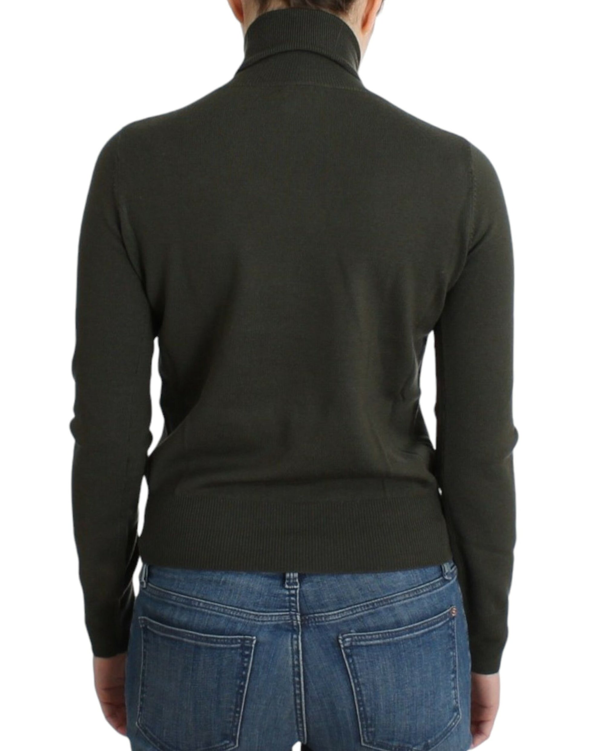 Chic Green Turtleneck Virgin Wool Sweater - SEHABRANDS