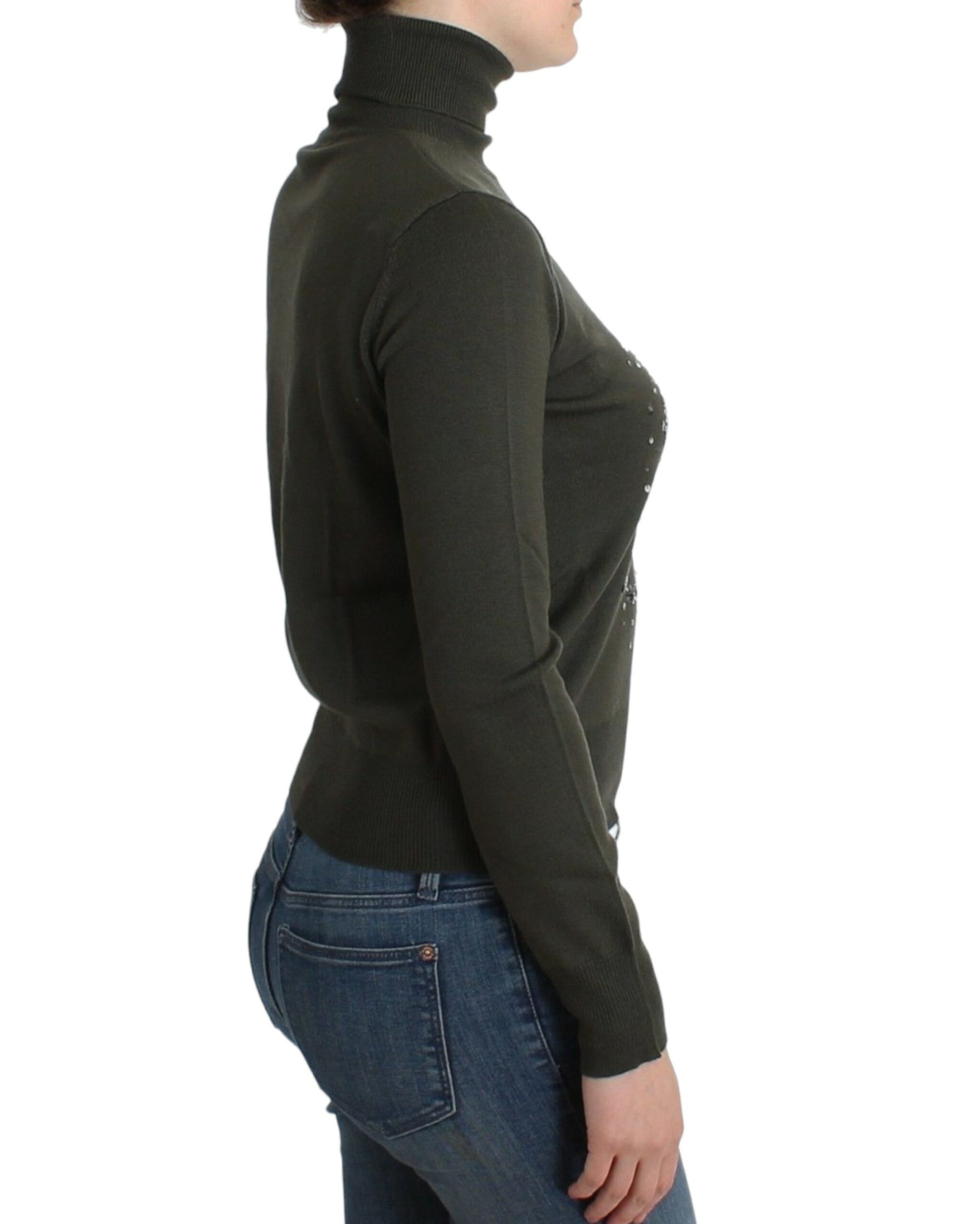 Chic Green Turtleneck Virgin Wool Sweater - SEHABRANDS