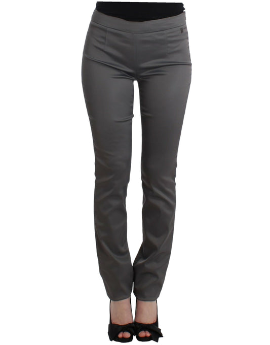 Chic Gray Slim-Fit Designer Pants - SEHABRANDS