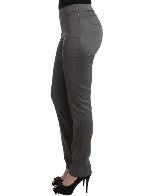 Chic Gray Slim-Fit Designer Pants - SEHABRANDS