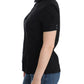 Elegant Black Cotton Stretch Shortsleeve Blouse - SEHABRANDS