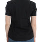 Elegant Black Cotton Stretch Shortsleeve Blouse - SEHABRANDS