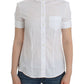 Chic White Cotton Blend Shortsleeve Blouse - SEHABRANDS