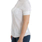 Chic White Cotton Blend Shortsleeve Blouse - SEHABRANDS