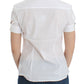 Chic White Cotton Blend Shortsleeve Blouse - SEHABRANDS