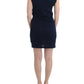 Elegant Knee-Length Blue Cotton Dress - SEHABRANDS