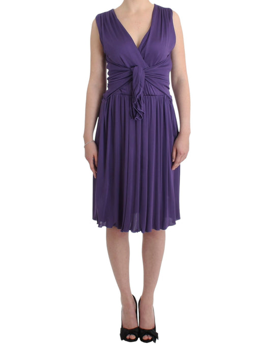 Elegant Purple Knee-Length Jersey Dress - SEHABRANDS