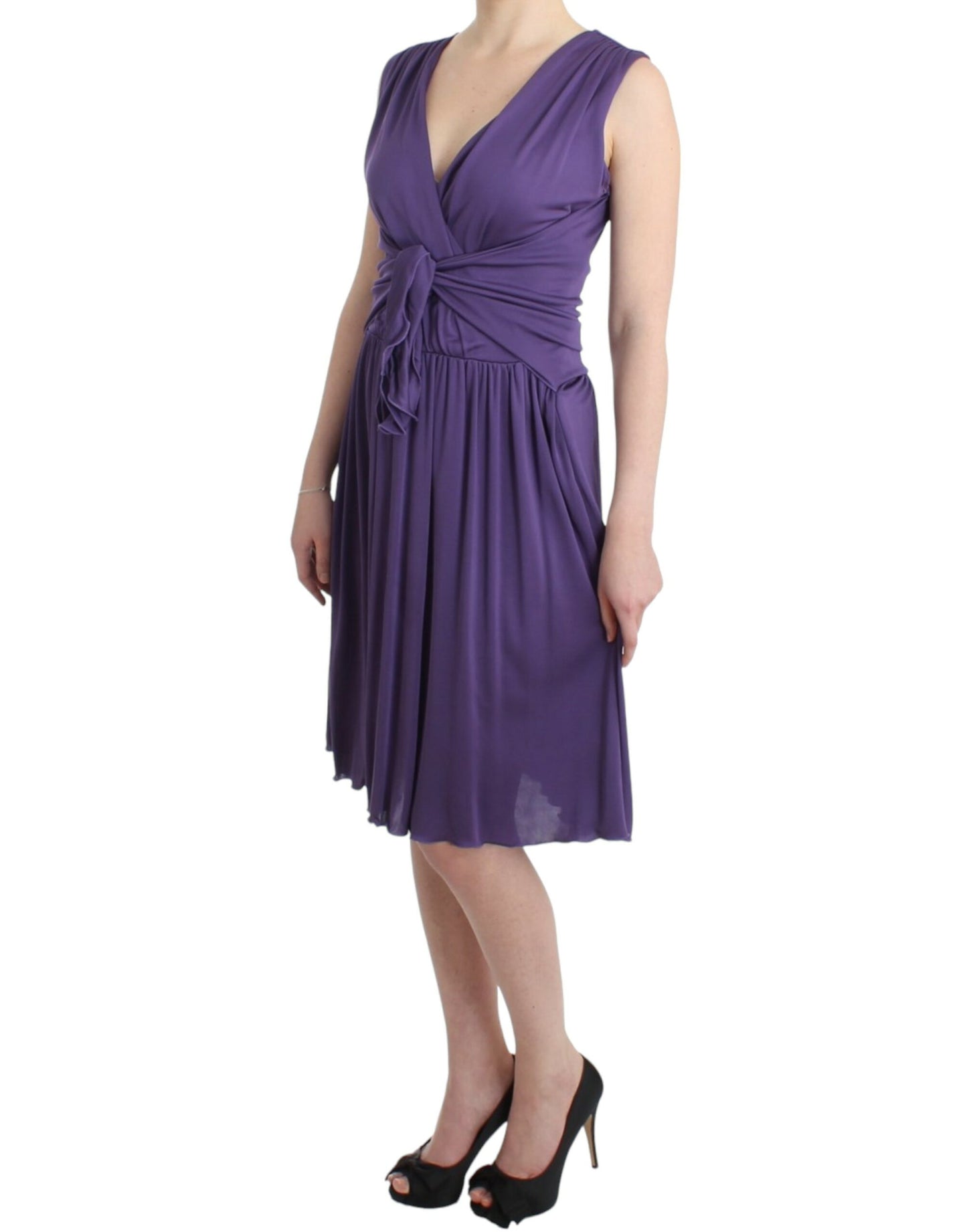 Elegant Purple Knee-Length Jersey Dress - SEHABRANDS